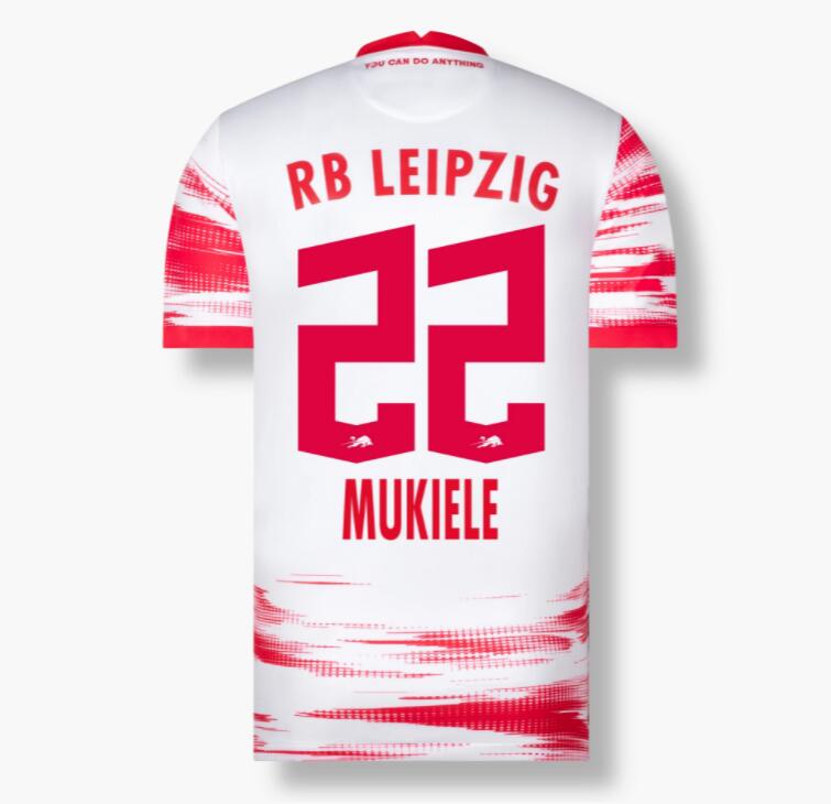 2021/22 RB Leipzig Home Kit Soccer Jersey MUKIELE 22 printing